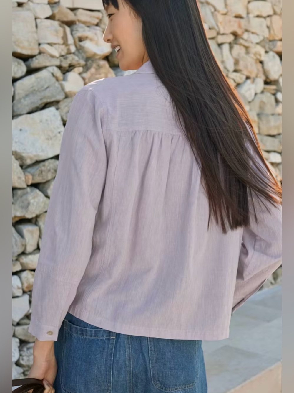 NWT Poetry Lavender Shell Button-Front Women's Blouse Linen Blend Soft - Picture 2 of 15